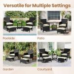 Yaheetech 5 Piece Patio Conversation Set, Outdoor Wicker Bistro Furniture, PE Wicker Outdoor Rattan Chairs Set with Coffee Table for Porch, Poolside, Lawn, Garden, Balcony