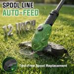 JKLARI Cordless Weed Wacker, 21V Battery Powered Grass Trimmer & Edger 2-in-1, Electric Weed Wacker with 2 × 2.0Ah Batteries and 8 × Spare Spools, Lightweight Edger Lawn Tool for Yard & Garden