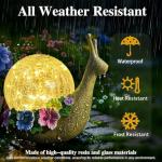 QCF Solar Snail Garden Decorations Outdoor Lights Yard Decor,Resin Fariy Statues Cracked Glass lamp Outside for Backyard Patio Lawn Porch,Unique Gifts for Women Mom Grandma