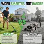 JKLARI Cordless Weed Wacker, 21V Battery Powered Grass Trimmer & Edger 2-in-1, Electric Weed Wacker with 2 × 2.0Ah Batteries and 8 × Spare Spools, Lightweight Edger Lawn Tool for Yard & Garden