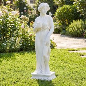 Giantex 31.5" Greek Goddess Statue with Bird, Roman Style Outdoor Garden Statue, Mythology Sculpture with Antique Finish, Weather-Resistant Magnesium Oxide Yard Decor for Patio, Lawn, Courtyard