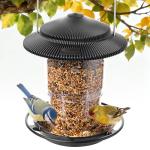 TrampgiK Outdoor Bird Feeder, Retractable Bird Feeder Hanging, Metal Hanger, Rainproof & Leak-Proof, Black, Pack of 1