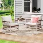 Beige All-Weather Wicker Bistro Set for Outdoors