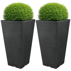 Large Outdoor Planters 2-Pack - 22.4-Inch Tall Planters for Outdoor Plants or Indoor Pots for Plants - Plastic Flower Pots for Patio, Entryway, or Front Porch Decor by Pure Garden (Gray)