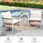 Beige All-Weather Wicker Bistro Set for Outdoors