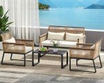4-Piece Wicker Outdoor Bistro Furniture Set