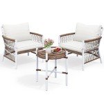 Beige All-Weather Wicker Bistro Set for Outdoors