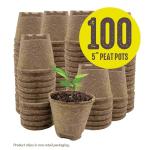 Jiffy Plant Pot - Organic Seed Starting, Biodegradable Pots for Seedlings - 5 in, 100 Pots - Peat
