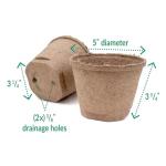 Jiffy Plant Pot - Organic Seed Starting, Biodegradable Pots for Seedlings - 5 in, 100 Pots - Peat