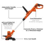 BLACK+DECKER Weed Wacker with Auto Feed, 14-Inch 2 in 1 String Trimmer Lawn Edger, Powerful 6.5-Amp Lightweight Electric Weed Eater (BESTA510)