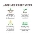 Jiffy Plant Pot - Organic Seed Starting, Biodegradable Pots for Seedlings - 5 in, 100 Pots - Peat