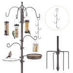 Bird Feeder Station with Suet Cage & Water Bowl Fruit Hook- Adjustable Pole, 6 Hanging Hooks for Wild Birds, Outdoor Garden Bird Feeding Kit