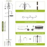 Bird Feeder Station with Suet Cage & Water Bowl Fruit Hook- Adjustable Pole, 6 Hanging Hooks for Wild Birds, Outdoor Garden Bird Feeding Kit