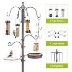 Bird Feeder Station with Suet Cage & Water Bowl Fruit Hook- Adjustable Pole, 6 Hanging Hooks for Wild Birds, Outdoor Garden Bird Feeding Kit