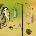 Bird Feeder Station with Suet Cage & Water Bowl Fruit Hook- Adjustable Pole, 6 Hanging Hooks for Wild Birds, Outdoor Garden Bird Feeding Kit