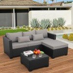 Grey Rattan 3-Piece Outdoor Patio Furniture Set