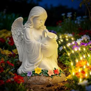 GIGALUMI Garden Statue, Solar Angel Decor Outdoor, Angel Decoration with LED for Patio Yard Lawn Balcony, Christmas/Birthday Gift for Mom Women