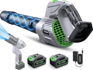 Comchoi Electric Leaf Blower Cordless, 680 CFM 5 Speed Mode, 2 Batteries & Charger, Handheld Leaf Blowers for Lawn Care, Portable Lightweight Grass Blower