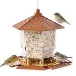 Yieach Hopper Bird Feeders for Outdoors Hanging,Large Birdfeeders for Outside Squirrel Proof,Covered Bird Seed Feeder for Outside,Plastic Wild Bird Feeder for Blue Jay,Cardinal,Garden Decoration,Brown