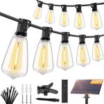 Brightever 100FT Solar String Lights Outdoor Waterproof with Remote, 36+2 Shatterproof ST38 LED Bulbs, Dimmable Patio Lights Solar Powered, 3 Lighting Modes Solar Lights for Backyard, Garden, Deck
