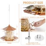 Yieach Hopper Bird Feeders for Outdoors Hanging,Large Birdfeeders for Outside Squirrel Proof,Covered Bird Seed Feeder for Outside,Plastic Wild Bird Feeder for Blue Jay,Cardinal,Garden Decoration,Brown