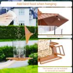 Yieach Hopper Bird Feeders for Outdoors Hanging,Large Birdfeeders for Outside Squirrel Proof,Covered Bird Seed Feeder for Outside,Plastic Wild Bird Feeder for Blue Jay,Cardinal,Garden Decoration,Brown