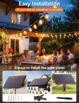 Brightever 100FT Solar String Lights Outdoor Waterproof with Remote, 36+2 Shatterproof ST38 LED Bulbs, Dimmable Patio Lights Solar Powered, 3 Lighting Modes Solar Lights for Backyard, Garden, Deck