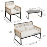 4-Piece Wicker Outdoor Bistro Furniture Set