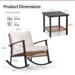 Oversized Rattan Rocking Bistro Set with Cushions