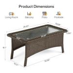 Tribesigns Outdoor Patio Furniture Set of Coffee Table, 35.4" Patio Wicker Coffee Table with Tempered Glass Top, Handwoven Rattan Coffee Table for Conversation Sets, Poolside, Deck, Brown