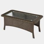 Tribesigns Outdoor Patio Furniture Set of Coffee Table, 35.4" Patio Wicker Coffee Table with Tempered Glass Top, Handwoven Rattan Coffee Table for Conversation Sets, Poolside, Deck, Brown