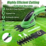Lichamp 2-in-1 Electric Hand Held Grass Shear Hedge Trimmer Shrubbery Clipper Cordless Battery Powered Rechargeable for Garden and Lawn, CGS-3601 Grass Green