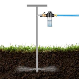 Deep Root Watering Tool for Trees & Plants, Tree Watering Spike, Stainless Steel Root Feeder with Fertilizer Bottle for Tree Watering Irrigation System with Brass Valve, T-Handle