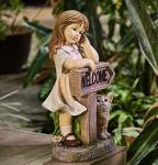 Floryden Girl Garden Statue with Solar LED Lights, Solar Girl Welcome Sign with Cat Garden Statue for Outdoor Decor, Porch, Patio, Yard Art Decorations, Polyresin 17.3 inch