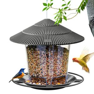 Hanizi Bird Feeder Outdoor Hanging for Wild Bird Seed, Grey