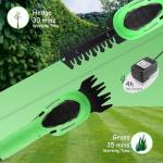 Lichamp 2-in-1 Electric Hand Held Grass Shear Hedge Trimmer Shrubbery Clipper Cordless Battery Powered Rechargeable for Garden and Lawn, CGS-3601 Grass Green
