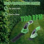 Lichamp 2-in-1 Electric Hand Held Grass Shear Hedge Trimmer Shrubbery Clipper Cordless Battery Powered Rechargeable for Garden and Lawn, CGS-3601 Grass Green