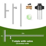 Deep Root Watering Tool for Trees & Plants, Tree Watering Spike, Stainless Steel Root Feeder with Fertilizer Bottle for Tree Watering Irrigation System with Brass Valve, T-Handle