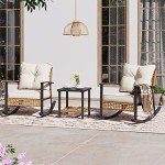 Oversized Rattan Rocking Bistro Set with Cushions