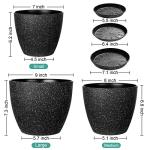 Vanavazon Plant Pots 9/8/7 Inch Set of 3 Flower Pots Indoor Outdoor Plastic Planters with Drainage Hole and Tray (Speckled Black)