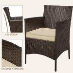 Yaheetech 3 Pieces Patio Porch Furniture Set, Outdoor PE Rattan Wicker Conversation Set with Soft Cushions, Glass Coffee Table & 2 Chairs for Garden/Deck/Courtyard/Poolside, Brown/Khaki
