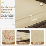 Yaheetech 3 Pieces Patio Porch Furniture Set, Outdoor PE Rattan Wicker Conversation Set with Soft Cushions, Glass Coffee Table & 2 Chairs for Garden/Deck/Courtyard/Poolside, Brown/Khaki