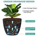Vanavazon Plant Pots 9/8/7 Inch Set of 3 Flower Pots Indoor Outdoor Plastic Planters with Drainage Hole and Tray (Speckled Black)
