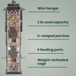 Perky-Pet 336-1SR Squirrel-Be-Gone Squirrel Proof Bird Feeder, 2LB, Outdoor Wild Bird Feeder with Weight-Activated Perches
