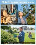 SEESII Electric Chainsaw Trimmer Pruner: 3-in-1 Cordless Chainsaw, Hedge Trimmer, Pruning Shears with 2× Rechargeable 4000mAh Batteries, Garden Tool Kit for Tree Trimming and Branch Cutting