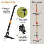 Fiskars Stand-Up Weed Puller Tool, 4 Serrated Stainless Steel Claws Grip Roots for Permanent Removal, Reinforced Foot Platform Penetrates Tough Soil, Easy-Eject & Ergonomic Offset Handle, 39"