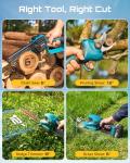 SEESII Electric Chainsaw Trimmer Pruner: 3-in-1 Cordless Chainsaw, Hedge Trimmer, Pruning Shears with 2× Rechargeable 4000mAh Batteries, Garden Tool Kit for Tree Trimming and Branch Cutting