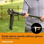 Fiskars Stand-Up Weed Puller Tool, 4 Serrated Stainless Steel Claws Grip Roots for Permanent Removal, Reinforced Foot Platform Penetrates Tough Soil, Easy-Eject & Ergonomic Offset Handle, 39"