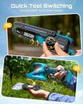 SEESII Electric Chainsaw Trimmer Pruner: 3-in-1 Cordless Chainsaw, Hedge Trimmer, Pruning Shears with 2× Rechargeable 4000mAh Batteries, Garden Tool Kit for Tree Trimming and Branch Cutting