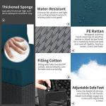 Rattaner Patio Furniture Set 5 Pieces Outdoor Furniture Sets Patio Couch Outdoor Chairs Coffee Table Peacock Blue Anti-Slip Cushions and Waterproof Covers